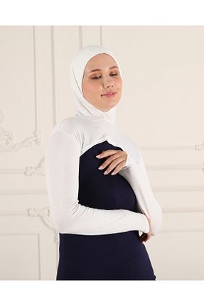 کلاه و ابایا سفید زنانه مخلوط ویسکون DİLNUVAR - کد 845852357