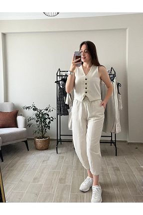 ست بالاتنه و پائین تنه بژ زنانه بافتنی PINAR BUTİK - کد 845859667
