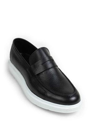 کفش کژوال مشکی مردانه چرم طبیعی پاشنه کوتاه ( 4 - 1 cm ) پاشنه ساده کد 51578505