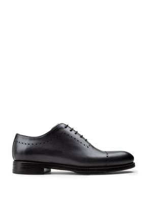 کفش کلاسیک طوسی مردانه چرم طبیعی پاشنه کوتاه ( 4 - 1 cm ) کد 364396057