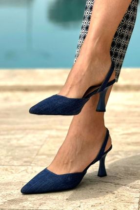 کفش پاشنه بلند کلاسیک آبی زنانه چرم مصنوعی پاشنه نازک پاشنه متوسط ( 5 - 9 cm ) کد 820479028