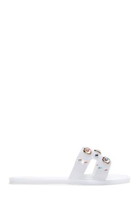 دمپائی سفید زنانه چرم مصنوعی پاشنه ساده پاشنه کوتاه ( 4 - 1 cm ) کد 837900582
