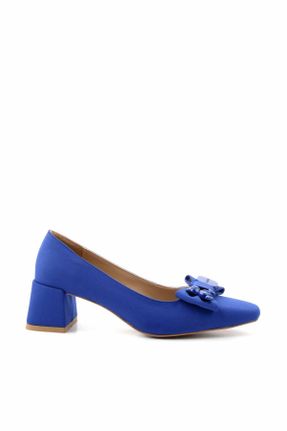 کفش پاشنه بلند کلاسیک آبی زنانه ساتن پاشنه ضخیم پاشنه متوسط ( 5 - 9 cm ) کد 760093611