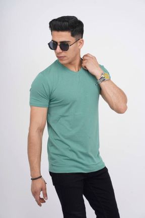 تی شرت سبز مردانه اسلیم فیت یقه هفت تکی پوشاک ورزشی کد 817941091