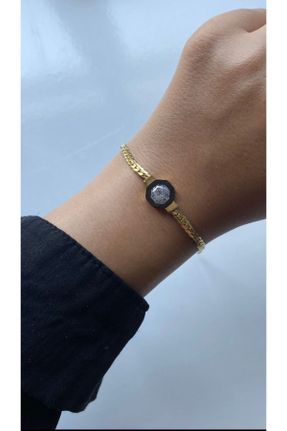 دستبند استیل طلائی زنانه فولاد ( استیل ) کد 841380896