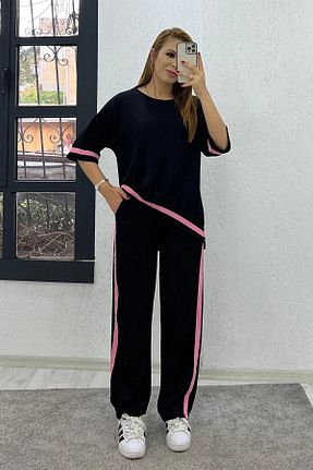 ست بالاتنه و پائین تنه صورتی زنانه بافتنی Çınar boutique - کد 841851990
