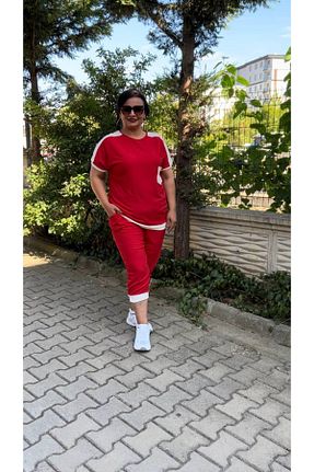ست گرمکن سایز بزرگ قرمز زنانه سایز بزرگ garajmood - کد 845877583