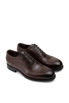 کفش کلاسیک قهوه ای مردانه چرم طبیعی پاشنه کوتاه ( 4 - 1 cm ) کد 344601609