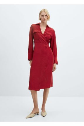 لباس قرمز زنانه بافت رگولار آستین-بلند کد 814961777