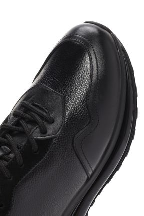 کفش اسنیکر مشکی مردانه چرم طبیعی کد 837900407