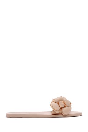 دمپائی بژ زنانه چرم مصنوعی پاشنه ساده پاشنه کوتاه ( 4 - 1 cm ) کد 837900411