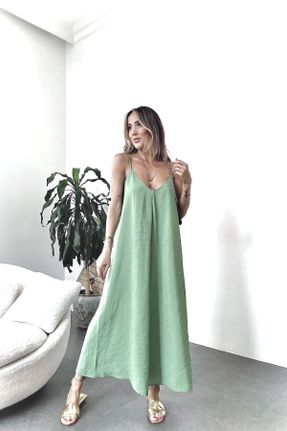 لباس سبز زنانه تریکو پنبه (نخی) راحت بند دار کد 725085949