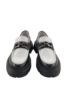 کفش لوفر مشکی زنانه چرم طبیعی پاشنه متوسط ( 5 - 9 cm ) کد 828296947
