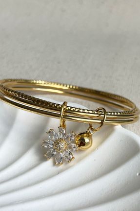 دستبند استیل طلائی زنانه فولاد ( استیل ) کد 764576775