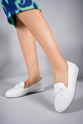 کفش کژوال سفید زنانه چرم مصنوعی پاشنه کوتاه ( 4 - 1 cm ) پاشنه ساده کد 801095349