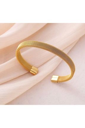 دستبند استیل (فولاد) زرد زنانه استیل ضد زنگ BRC - کد 844186157