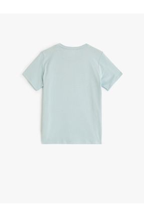 تی شرت آبی بچه گانه رگولار یقه گرد تکی کد 834001811