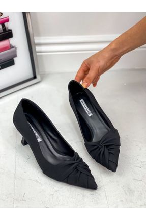 کفش پاشنه بلند کلاسیک مشکی زنانه ساتن پاشنه نازک پاشنه متوسط ( 5 - 9 cm ) کد 358620539