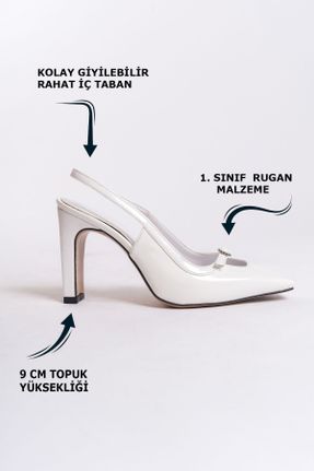 کفش پاشنه بلند کلاسیک سفید زنانه چرم مصنوعی پاشنه نازک پاشنه متوسط ( 5 - 9 cm ) کد 806359673