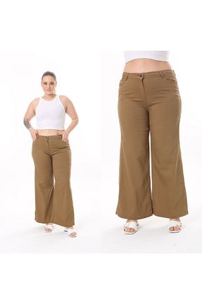 شلوار سایز بزرگ قهوه ای زنانه بافتنی SERRA BÜYÜK BEDEN - کد 822686149