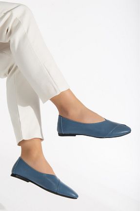 بابت آبی زنانه چرم خالص derim shoes - کد 846135197