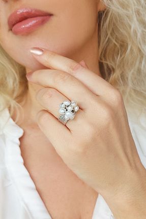 انگشتر مروارید سفید مروارید فرهنگی VAOOV - کد 239397928