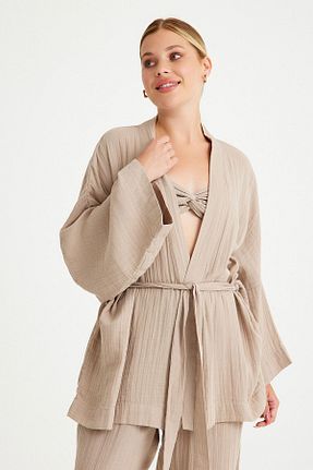 کیمونو و کافتان بژ زنانه %100 پنبه Miespiga - کد 752657403