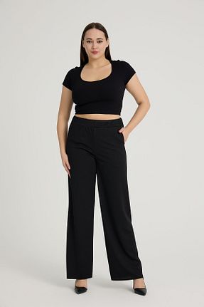 شلوار سایز بزرگ مشکی زنانه مخلوط پلی استر Gül Moda - کد 825694391