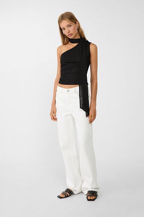 بلوز مشکی زنانه ساده Stradivarius - کد 846171406