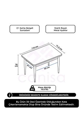 میز ناهار خوری سفید Sabit Canisa - کد 846189355