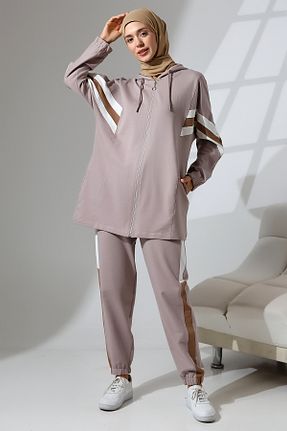 ست بالاتنه و پائین تنه حجاب طوسی زنانه Relaxed Mihran Butik - کد 846218883