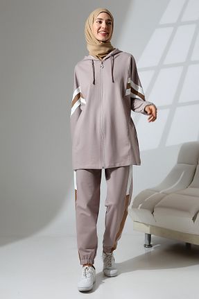 ست بالاتنه و پائین تنه حجاب طوسی زنانه Relaxed Mihran Butik - کد 846218883