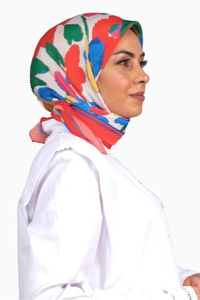 روسری سفید پلی استر Akel - کد 759823989