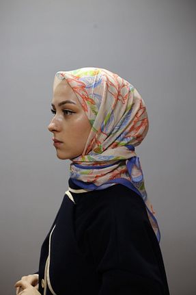 روسری آبی پلی استر Akel - کد 759339556