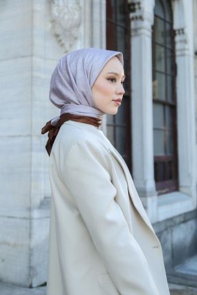 روسری قهوه ای پلی استر Hint İpek - کد 834673548
