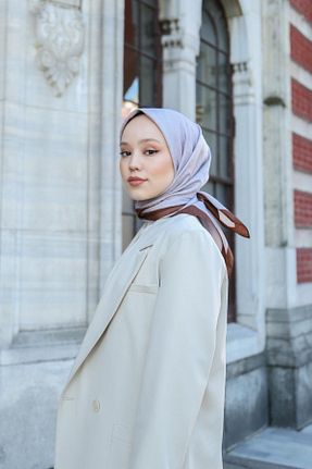 روسری قهوه ای پلی استر Hint İpek - کد 834673548