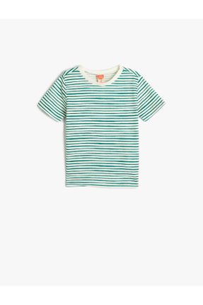 تی شرت سبز بچه گانه رگولار یقه گرد پنبه (نخی) تکی کد 789108962