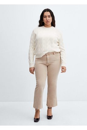 شلوار جین بژ زنانه جین MANGO - کد 839630192