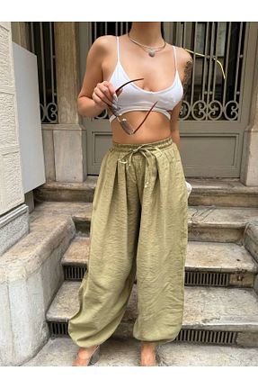 شلوار سبز زنانه پنبه پلی استر ILLE - کد 846304077