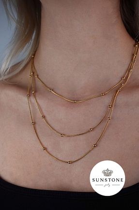 گردنبند استیل ( فولاد ) طلائی زنانه استیل (فولاد) Sunstone Jewelry - کد 798763067