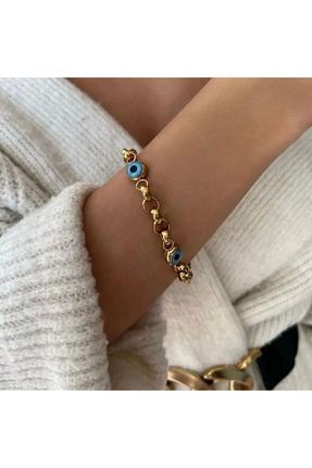 دستبند استیل (فولاد) طلائی زنانه استیل (فولاد) kokoş hediyelik - کد 845450029