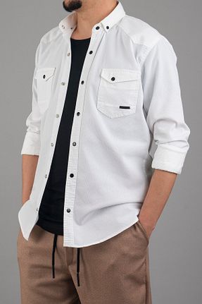 پیراهن سفید مردانه تنگ bombe - کد 312166093