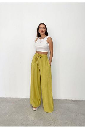 شلوار زرد زنانه Keten Görünümlü İLKCET MODA - کد 845426693