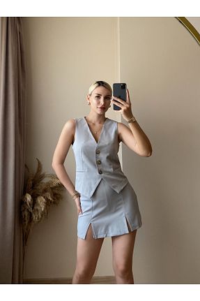 ست بالاتنه و پائین تنه طوسی زنانه بافتنی Butik - کد 846105488