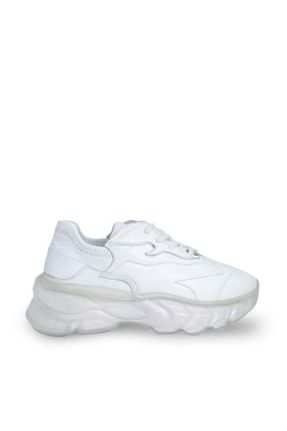 کفش اسنیکر سفید زنانه چرم طبیعی بند دار چرم طبیعی کد 379202612