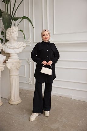ست بالاتنه و پائین تنه مشکی زنانه بافت BurcuFashion - کد 846152046