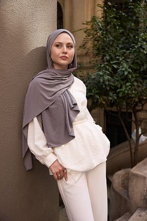 روسری طوسی 70 * 180 Monaterra - کد 839877252