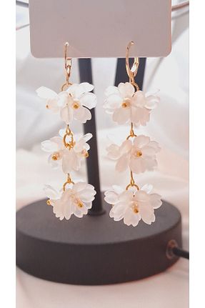 گوشواره جواهر سفید برنجی DD accessories - کد 835783086