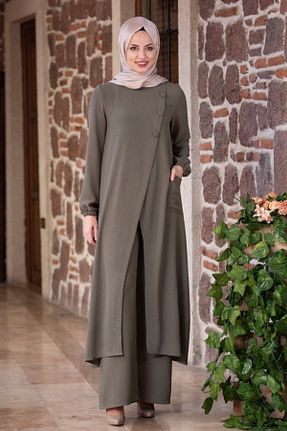 ست بالاتنه و پائین تنه حجاب خاکی زنانه Dad Fashion Showcase - کد 48066868