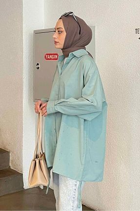 پیراهن حجاب سبز زنانه اورسایز lamelif - کد 846216720